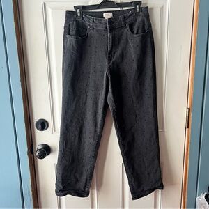 Camila Coelho Women’s Straight Ankle Rhinestone Studded High Rise Jeans size 10